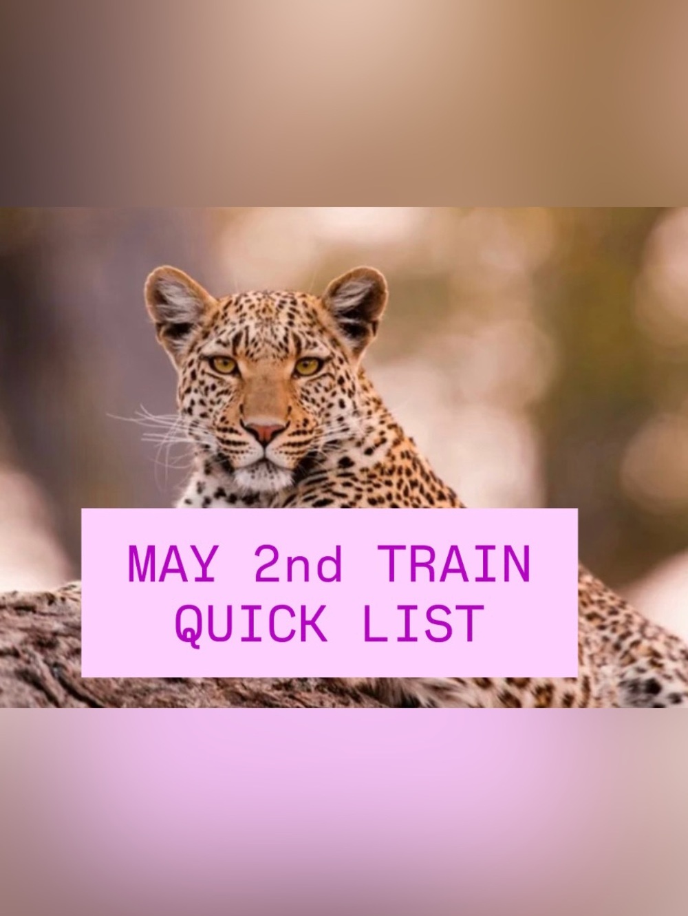 MAY 2 LIVE QUICK LIST